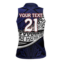 Custom Samoa Rugby Pacific Women Sleeveless Polo Shirt Samoan Warrior Tribal Pattern