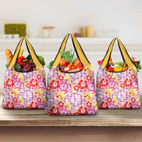 Palaka with Honu and Hibiscus Grocery Bag Hawaiian Heritage Spirit LT9 3-pack One Size Red - Polynesian Pride