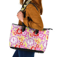 Palaka with Honu and Hibiscus Leather Tote Bag Hawaiian Heritage Spirit LT9 Red - Polynesian Pride