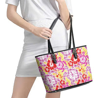 Palaka with Honu and Hibiscus Leather Tote Bag Hawaiian Heritage Spirit LT9 - Polynesian Pride
