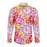 Palaka with Honu and Hibiscus Long Sleeve Button Shirt Hawaiian Heritage Spirit - Polynesian Pride
