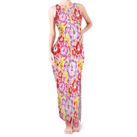 Palaka with Honu and Hibiscus Tank Maxi Dress Hawaiian Heritage Spirit - Polynesian Pride