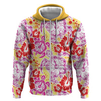 Palaka with Honu and Hibiscus Zip Hoodie Hawaiian Heritage Spirit - Polynesian Pride