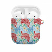 Palaka with Honu and Plumeria AirPods Case Hawaiian Heritage Spirit LT9 Blue - Polynesian Pride