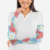 Palaka with Honu and Plumeria Arm Sleeves Hawaiian Heritage Spirit - Polynesian Pride