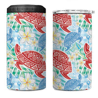 Palaka with Honu and Plumeria 4 in 1 Can Cooler Tumbler Hawaiian Heritage Spirit - Polynesian Pride