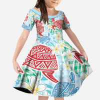 Palaka with Honu and Plumeria Family Matching Off The Shoulder Long Sleeve Dress and Hawaiian Shirt Hawaiian Heritage Spirit - Polynesian Pride