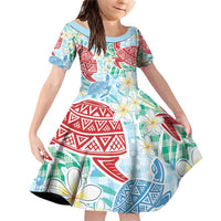 Palaka with Honu and Plumeria Family Matching Off Shoulder Short Dress and Hawaiian Shirt Hawaiian Heritage Spirit - Polynesian Pride