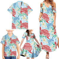 Palaka with Honu and Plumeria Family Matching Summer Maxi Dress and Hawaiian Shirt Hawaiian Heritage Spirit - Polynesian Pride
