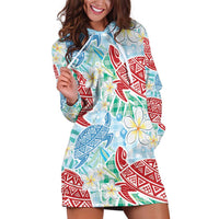 Palaka with Honu and Plumeria Hoodie Dress Hawaiian Heritage Spirit - Polynesian Pride