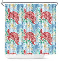 Palaka with Honu and Plumeria Shower Curtain Hawaiian Heritage Spirit - Polynesian Pride