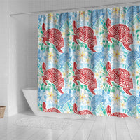 Palaka with Honu and Plumeria Shower Curtain Hawaiian Heritage Spirit - Polynesian Pride