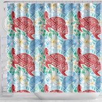 Palaka with Honu and Plumeria Shower Curtain Hawaiian Heritage Spirit - Polynesian Pride