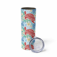 Palaka with Honu and Plumeria Skinny Tumbler Hawaiian Heritage Spirit - Polynesian Pride