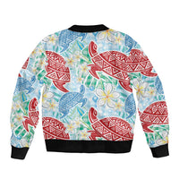 Palaka with Honu and Plumeria Sleeve Zip Bomber Jacket Hawaiian Heritage Spirit LT9 - Polynesian Pride