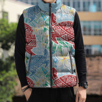 Palaka with Honu and Plumeria Sleeveless Puffer Jacket Hawaiian Heritage Spirit LT9 - Polynesian Pride