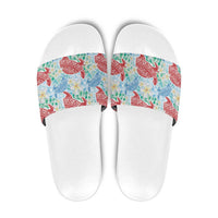 Palaka with Honu and Plumeria Slide Sandals Hawaiian Heritage Spirit LT9 Blue - Polynesian Pride