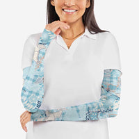 Blue Palaka Crane and Flowers Arm Sleeves Japan Heritage Spirit - Polynesian Pride