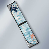 Blue Palaka Crane and Flowers Auto Sun Shade Japan Heritage Spirit - Polynesian Pride