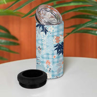 Blue Palaka Crane and Flowers 4 in 1 Can Cooler Tumbler Japan Heritage Spirit LT9 - Polynesian Pride