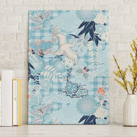 Blue Palaka Crane and Flowers Canvas Wall Art Japan Heritage Spirit LT9 Without Frame Blue - Polynesian Pride