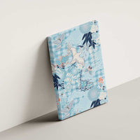 Blue Palaka Crane and Flowers Canvas Wall Art Japan Heritage Spirit LT9 - Polynesian Pride