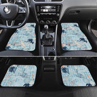 Blue Palaka Crane and Flowers Car Mats Japan Heritage Spirit LT9 Set 4pcs Blue - Polynesian Pride
