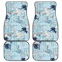 Blue Palaka Crane and Flowers Car Mats Japan Heritage Spirit LT9 - Polynesian Pride