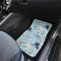 Blue Palaka Crane and Flowers Car Mats Japan Heritage Spirit LT9 - Polynesian Pride