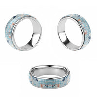 Blue Palaka Crane and Flowers Classic Ring Japan Heritage Spirit LT9 - Polynesian Pride
