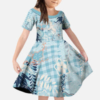 Blue Palaka Crane and Flowers Family Matching Off Shoulder Maxi Dress and Hawaiian Shirt Japan Heritage Spirit - Polynesian Pride