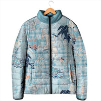 Blue Palaka Crane and Flowers Padded Jacket Japan Heritage Spirit LT9 - Polynesian Pride