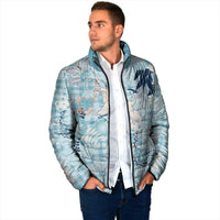 Blue Palaka Crane and Flowers Padded Jacket Japan Heritage Spirit LT9 - Polynesian Pride