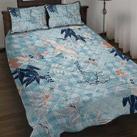 Blue Palaka Crane and Flowers Quilt Bed Set Japan Heritage Spirit LT9 Blue - Polynesian Pride