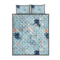 Blue Palaka Crane and Flowers Quilt Bed Set Japan Heritage Spirit LT9 - Polynesian Pride