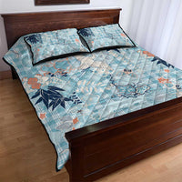 Blue Palaka Crane and Flowers Quilt Bed Set Japan Heritage Spirit LT9 - Polynesian Pride