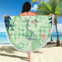 Green Palaka Crane and Flowers Beach Blanket Japan Heritage Spirit LT9 - Polynesian Pride