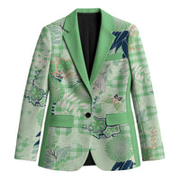Green Palaka Crane and Flowers Blazer Japan Heritage Spirit LT9 Unisex Green - Polynesian Pride