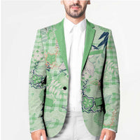 Green Palaka Crane and Flowers Blazer Japan Heritage Spirit LT9 - Polynesian Pride