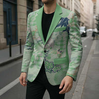 Green Palaka Crane and Flowers Blazer Japan Heritage Spirit LT9 - Polynesian Pride