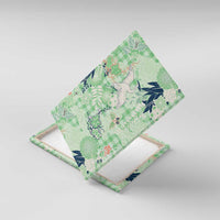 Green Palaka Crane and Flowers Canvas Wall Art Japan Heritage Spirit LT9 With Frame Green - Polynesian Pride