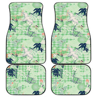 Green Palaka Crane and Flowers Car Mats Japan Heritage Spirit LT9 - Polynesian Pride