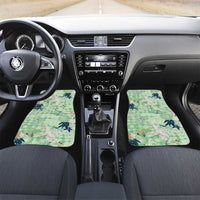 Green Palaka Crane and Flowers Car Mats Japan Heritage Spirit LT9 Set 2pcs - Front Green - Polynesian Pride