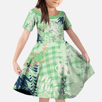 Green Palaka Crane and Flowers Family Matching Mermaid Dress and Hawaiian Shirt Japan Heritage Spirit - Polynesian Pride
