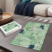 Green Palaka Crane and Flowers Puzzle Japan Heritage Spirit LT9 - Polynesian Pride