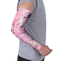 Pink Palaka Crane and Flowers Arm Sleeves Japan Heritage Spirit - Polynesian Pride