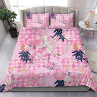 Pink Palaka Crane and Flowers Bedding Set Japan Heritage Spirit - Polynesian Pride