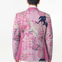 Pink Palaka Crane and Flowers Blazer Japan Heritage Spirit LT9 - Polynesian Pride