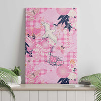 Pink Palaka Crane and Flowers Canvas Wall Art Japan Heritage Spirit LT9 - Polynesian Pride