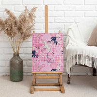 Pink Palaka Crane and Flowers Canvas Wall Art Japan Heritage Spirit LT9 - Polynesian Pride